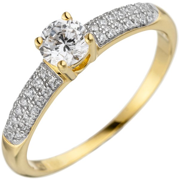 Damen Ring 925 Sterling Silber gold vergoldet mit Zirkonia