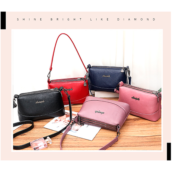 Damenhandtasche, Umhängetasche für Damen, rot, schwarz, pink/coral