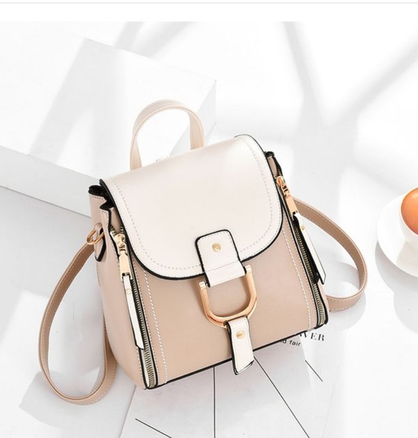 Multifunktionstasche Damenrucksack Handtasche, schwarz, pastellgrün, beige