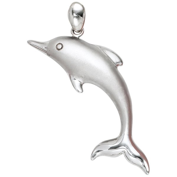 Anhänger Delfin 925 Sterling Silber rhodiniert mattiert Delfinanhänger