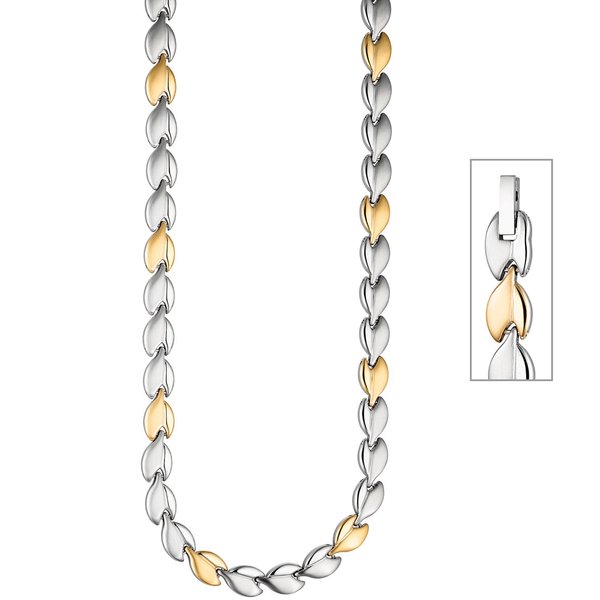 Collier / Halskette aus Edelstahl gold farben beschichtet bicolor 45 cm Kette