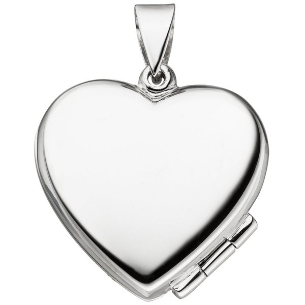 Medaillon Herz für 2 Fotos 925 Silber teil matt Herzmedaillon zum Öffnen, 38 - 45 cm